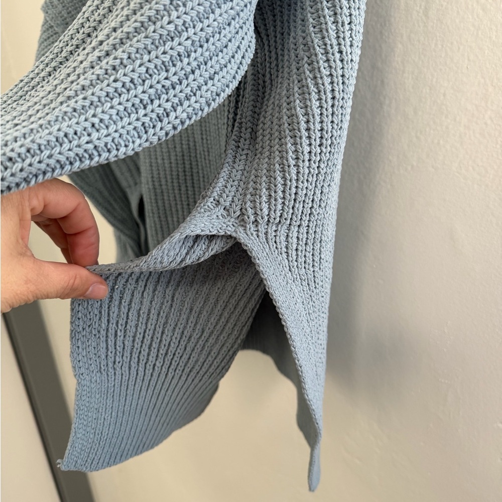 Aerie Oversized Blue Knit Sweater Slouchy Cozy Medium - Picture 5 of 12